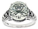 Green Prasiolite Spinfire™ Sterling Silver Solitaire Ring 4.25ctw