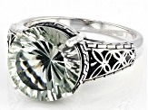 Green Prasiolite Spinfire™ Sterling Silver Solitaire Ring 4.25ctw