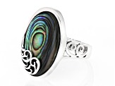 Multicolor Abalone Sterling Silver Solitaire Ring
