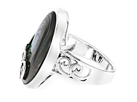 Multicolor Abalone Sterling Silver Solitaire Ring