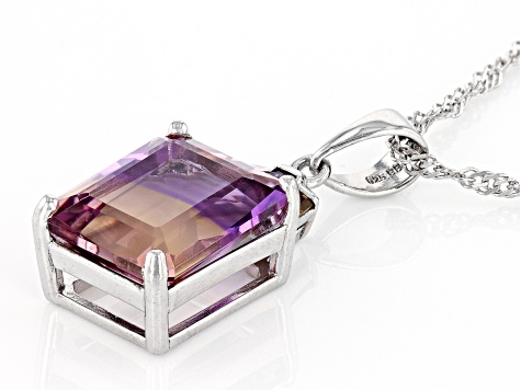 Ametrine Rhodium Over Sterling Silver Pendant With Chain 4.91ctw