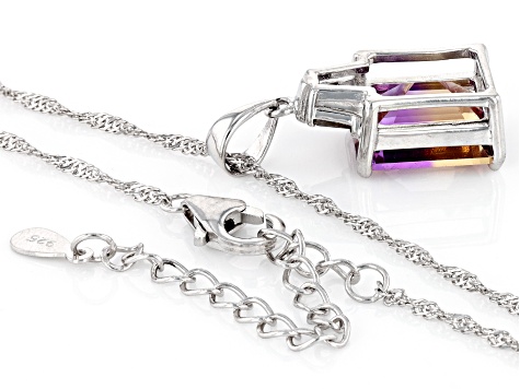 Ametrine Rhodium Over Sterling Silver Pendant With Chain 4.91ctw