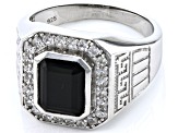 Black Spinel Rhodium Over Sterling Silver Men's Ring 4.22ctw