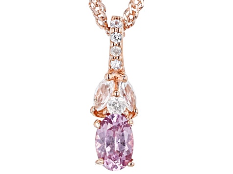 Pink Color Shift Garnet 18k Rose Gold Over Sterling Silver Pendant With Chain