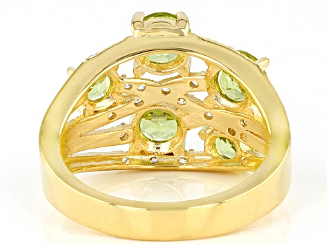 Green Peridot 18k Yellow Gold Over Sterling Silver Ring 1.79ctw