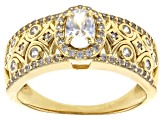 White Zircon 18k Yellow Gold Over Sterling Silver Ring 1.10ctw
