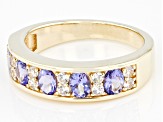 Blue Tanzanite 18k Yellow Gold Over Sterling Silver Band Ring 1.11ctw