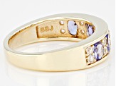 Blue Tanzanite 18k Yellow Gold Over Sterling Silver Band Ring 1.11ctw