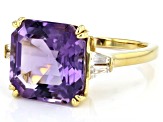 Amethyst 18k Yellow Gold Over Sterling Silver Ring 6.66ctw