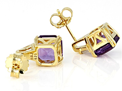 Lavender Amethyst 18k Yellow Gold Over Sterling Silver Stud Earrings 4.50ctw