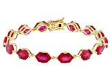 Red Lab Created Ruby 18k Yellow Gold Over Sterling Silver Tennis Bracelet 23.80ctw