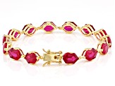 Red Lab Created Ruby 18k Yellow Gold Over Sterling Silver Tennis Bracelet 23.80ctw