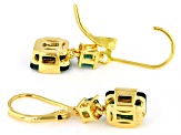 Green Lab Created Emerald 18k Yellow Gold Over Sterling Silver Dangle Earrings 2.65ctw
