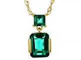 Green Lab Created Emerald 18k Yellow Gold Over Sterling Silver Pendant With Chain