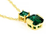 Green Lab Created Emerald 18k Yellow Gold Over Sterling Silver Pendant With Chain