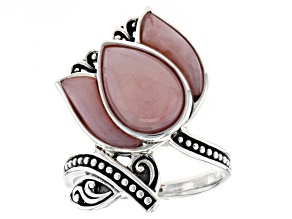 Pink Opal Sterling Silver Flower Ring