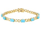 Blue Sleeping Beauty Turquoise 18k Yellow Gold Over Sterling Silver Tennis Bracelet