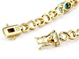 Blue Sleeping Beauty Turquoise 18k Yellow Gold Over Sterling Silver Tennis Bracelet