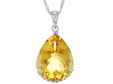 Yellow Citrine Over Sterling Silver Pendant With Chain 14.14ctw