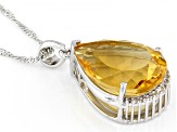Yellow Citrine Over Sterling Silver Pendant With Chain 14.14ctw