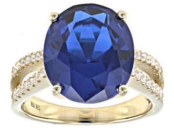 Picture of Blue Lab Created Spinel 18k Yellow Gold Over Sterling Silver Ring 5.91ctw