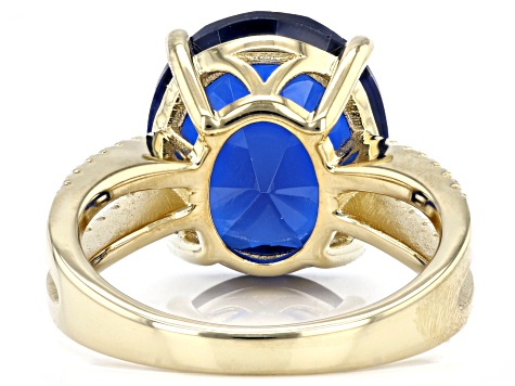 Blue Lab Created Spinel 18k Yellow Gold Over Sterling Silver Ring 5.91ctw