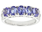 Blue Tanzanite Rhodium Over Sterling Silver 5-stone Band Ring 1.87ctw