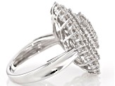 White Diamond Rhodium Over Sterling Silver Cocktail Cluster Ring 2.00ctw