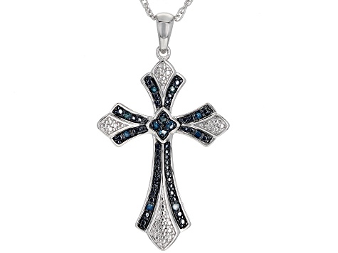 black cross with blue diamonds