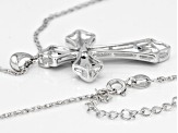 Blue Diamond Rhodium Over Sterling Silver Cross Pendant With 18" Rope Chain 0.14ctw