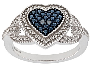 Blue Diamond Accent Rhodium Over Sterling Silver Ring