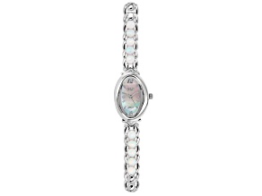 Multicolor Lab Created Opal Rhodium Over Brass "Facets of Time(TM)" Watch 2.47ctw