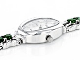 Chrome Diopside Rhodium Over Brass Wrist Watch 4.67ctw