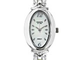 Green Peridot Rhodium Over Brass Wrist Watch 3.83ctw