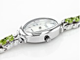 Green Peridot Rhodium Over Brass Wrist Watch 3.83ctw