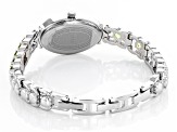 Green Peridot Rhodium Over Brass Wrist Watch 3.83ctw