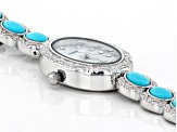 Blue Sleeping Beauty Turquoise Rhodium Brass Watch