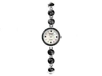 Picture of Black Spinel Rhodium Over Brass Watch 15.20ctw