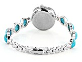 Blue Turquoise Rhodium Over Brass Watch 0.08ctw
