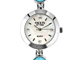 Blue Larimar Rhodium Over Brass Watch 0.08ctw