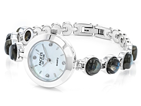 Labradorite Rhodium Over Brass Wrist Watch