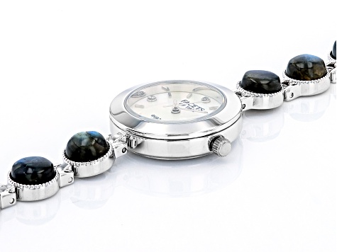 Labradorite Rhodium Over Brass Wrist Watch