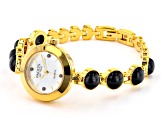 Black Spinel 18k Yellow Gold Over Brass Watch 18.77ctw