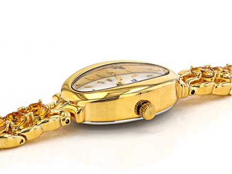 Yellow Citrine 18k Yellow Gold Over Brass Watch 4.67ctw