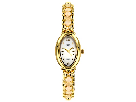 Multi-color Ethiopian Opal 18k Yellow Gold Over Brass Watch 2.21ctw