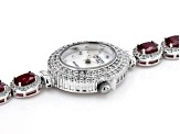 Red Mahaleo Ruby® Rhodium Over Brass Watch 12.64ctw
