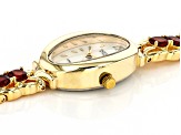 Red Garnet 18k Yellow Gold Over Brass Watch 5.78ctw