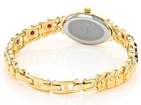Red Garnet 18k Yellow Gold Over Brass Watch 5.78ctw
