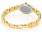 Red Garnet 18k Yellow Gold Over Brass Watch 5.78ctw