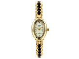Black Spinel 18k Yellow Gold Over Brass Watch 4.67ctw